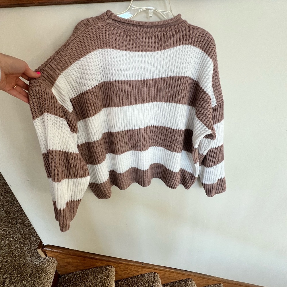 Striped Brown and White Women's Sweater